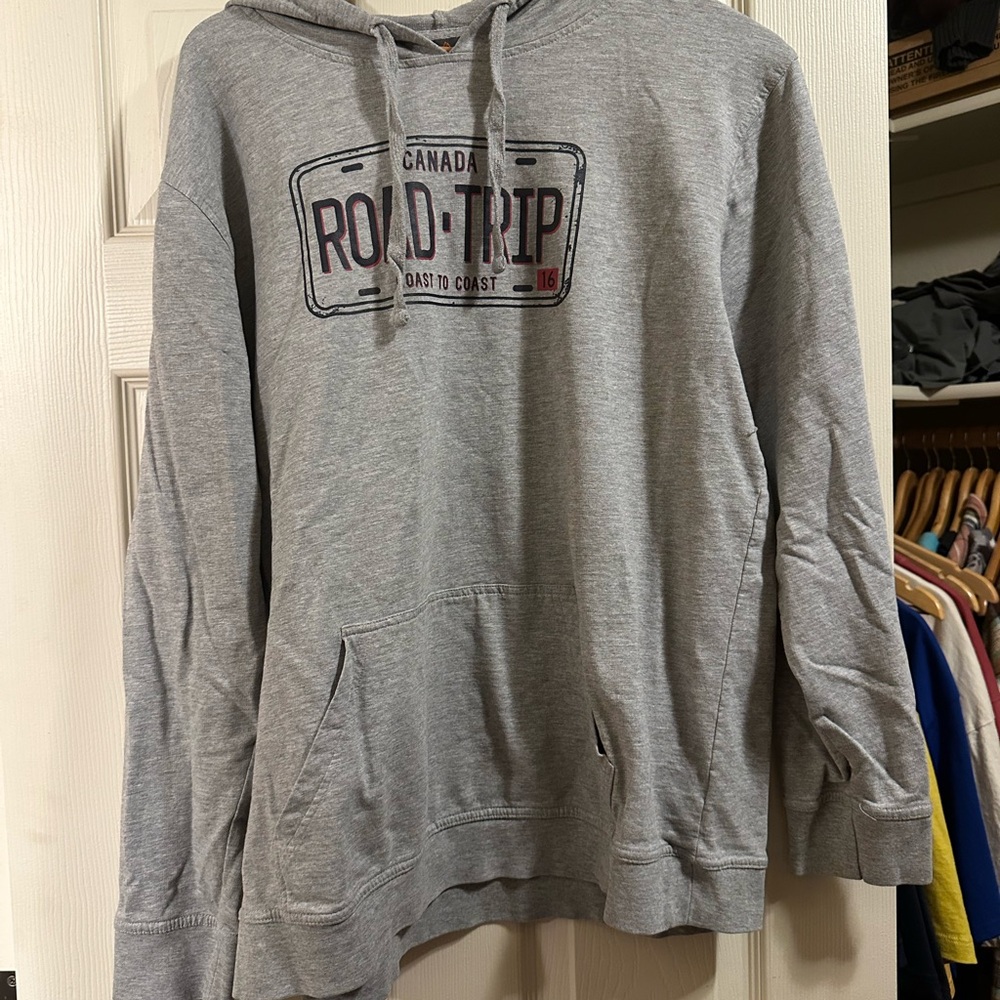 Gray Hoodie with Road Trip Graphic